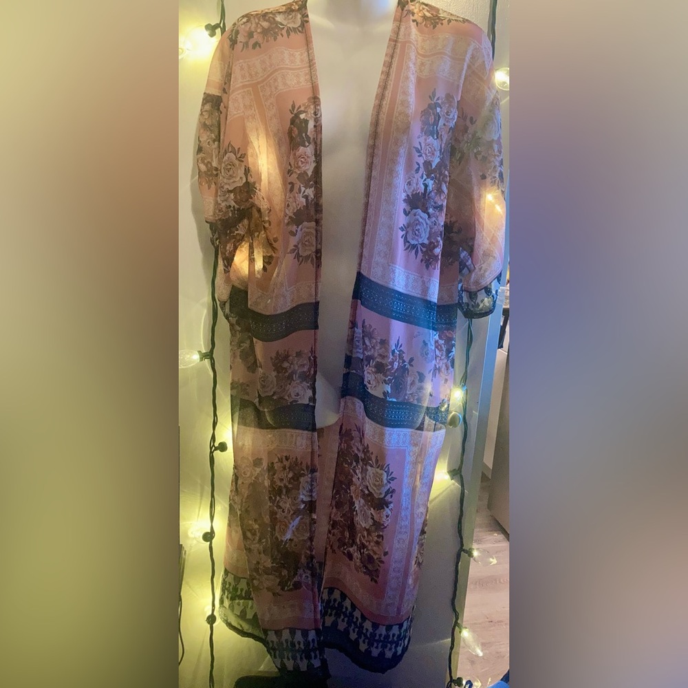 BCBG Floral Patterned Sheer Swimsuit Coverup